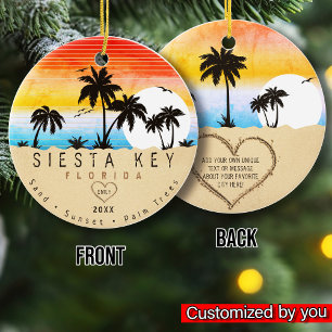 Siesta Key Florida Beach Retro Sonnenuntergang Sou Keramik Ornament