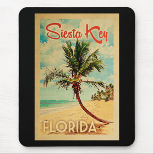 Siesta Key Florida Palm Tree Beach Vintage Reisen Mousepad