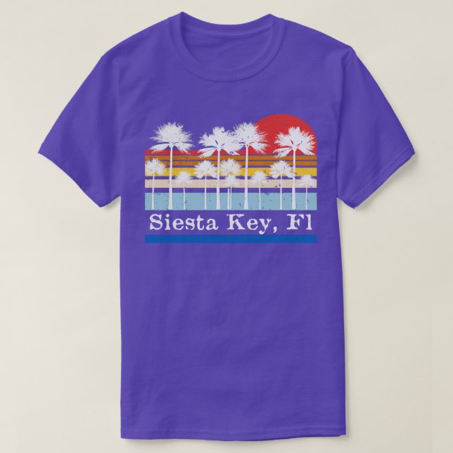 Siesta Key Florida Palm Trees Coloblock Graphic Su T-Shirt (Design vorne)