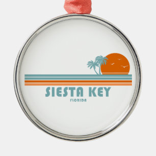 Siesta Key Florida Sun Palm Trees Ornament Aus Metall