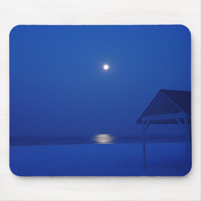 Siesta Key, Florida - Vollmond über Golf bei Morge Mousepad (Vorne)