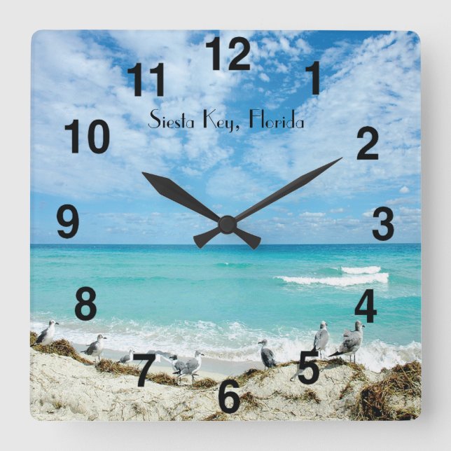 Siesta Key Florida Wall Clock Quadratische Wanduhr (Vorderseite)