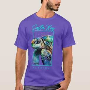 Siesta Key Florida Wasserfarbenes Schildkrötenport T-Shirt