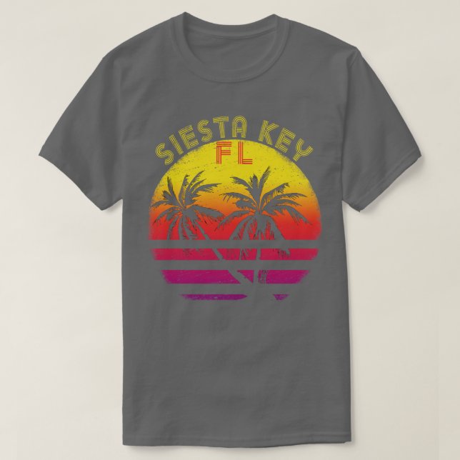Siesta Key Florida Westcoast Beach Sunset Palm Tre T-Shirt (Design vorne)