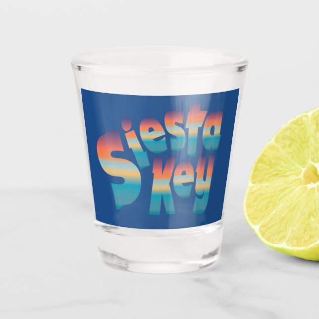 Siesta Key in den Farben von Sonnenuntergang Schnapsglas (Vorderseite)
