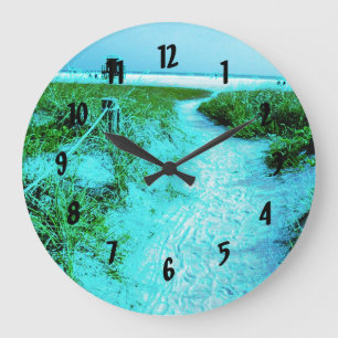 Siesta Keys Beach in farbigen Rand Geschenken Große Wanduhr