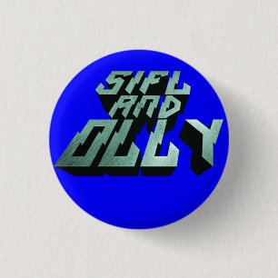 Sifl und Olly Metalllogo-Knopf (blau) Button