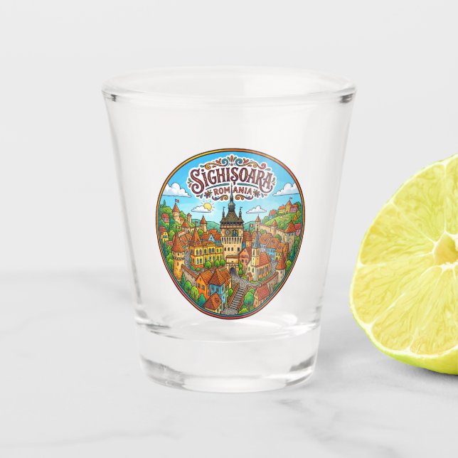 Sighișoara Rumänien Schnapsglas (Vorderseite)