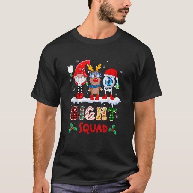Sight Squad Gnome Reindeer Santa Christmas Optomet T-Shirt (Vorderseite)