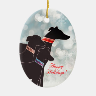 Sighthound-Trio-Feiertage Keramik Ornament