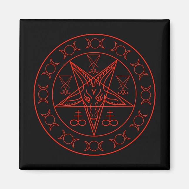 Sigil von Baphomet dreifach mond und sigil lucifer Magnet (Vorne)