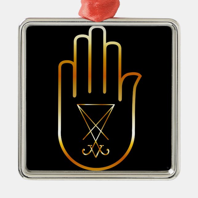 Sigil von Lucifer in einer Palme Silbernes Ornament (Vorne)
