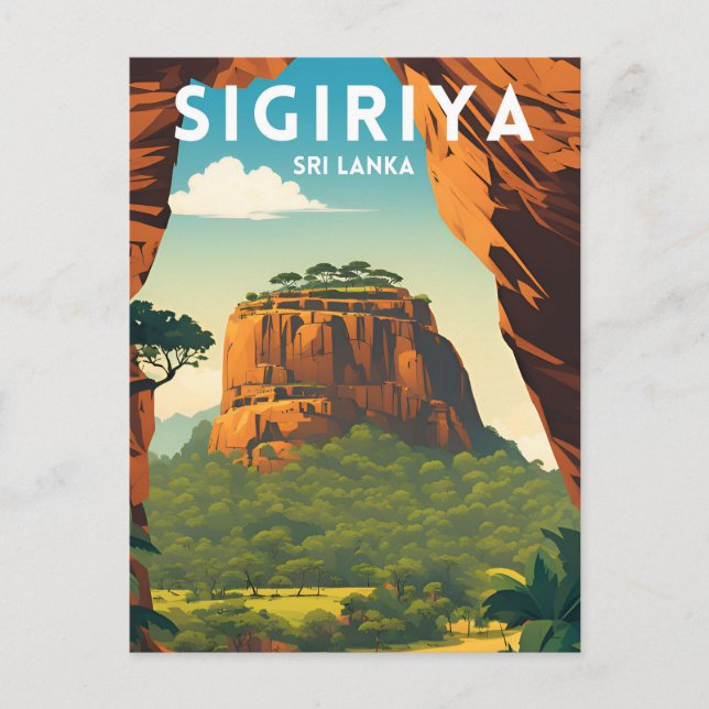 Sigiriya Traditionelles Reiseplakat Postkarte (Vorderseite)