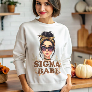Sigma Babe GenZ Leopard Messy Bun Womens Gen Z Sweatshirt