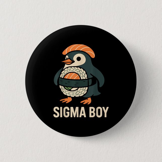 Sigma Boy Italian Brainrot Funny Meme Penguin Button (Vorderseite)