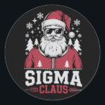 Sigma Claus Cool Santa Christmas Rizzler Meme Runder Aufkleber<br><div class="desc">Sigma Claus Cool Santa Funny Christmas Rizzler Meme</div>