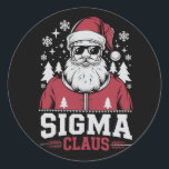 Sigma Claus Cool Santa Christmas Rizzler Meme Runder Aufkleber<br><div class="desc">Sigma Claus Cool Santa Funny Christmas Rizzler Meme</div>