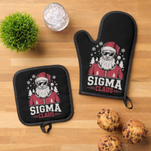 Sigma Claus cooler Santa Weihnachten Rizz Rizzler Ofenhandschuh & Topflappen-Set