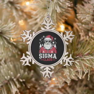 Sigma Claus cooler Santa Weihnachten Rizz Rizzler Schneeflocken Zinn-Ornament