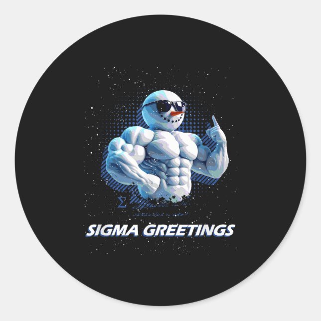 Sigma Greetings Bruh Snowman Rizz Merry Christmas  Runder Aufkleber (Vorderseite)