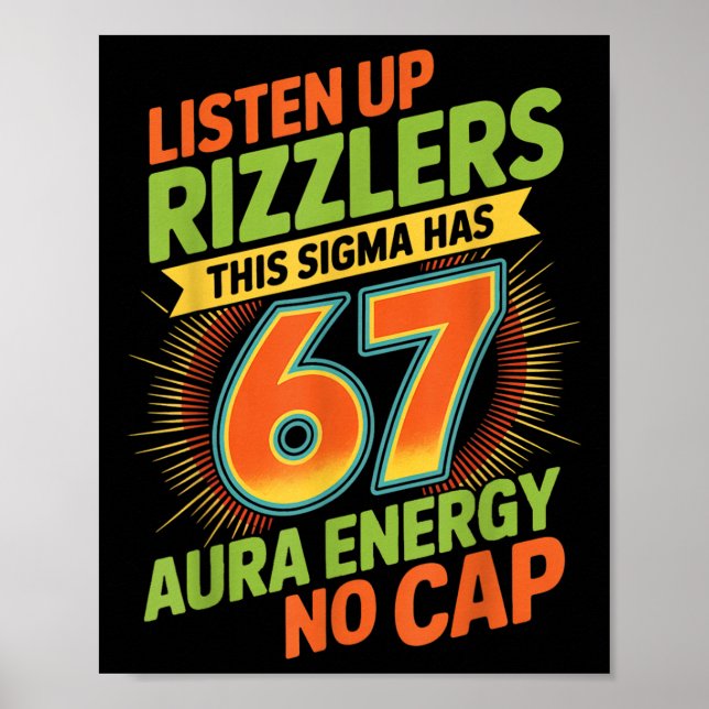 Sigma hat 67 Aura Nummer 67 Aura Farming Eiscreme Poster (Vorne)