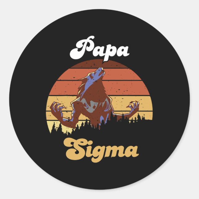 Sigma Papa Wolf Match Stamm Wölfe Camping Pack Fa Runder Aufkleber (Vorderseite)