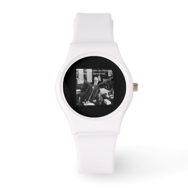 Sigmund Freud & Cat Quote Womens Silicone Watch Armbanduhr (Vorderseite)