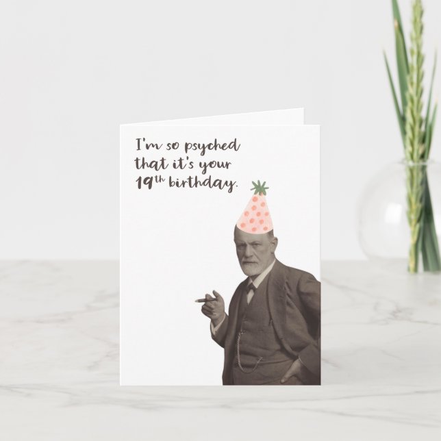 Sigmund Freud Funny 19. Geburtstagspsychologie Karte (Vorderseite)