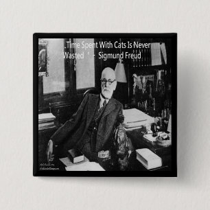 Sigmund Freud in seinem Büro & Lustige Katzen-Zita Button