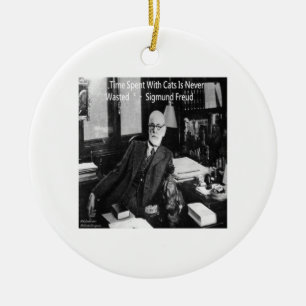 Sigmund Freud in seinem Büro & Lustige Katzen-Zita Keramikornament