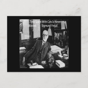 Sigmund Freud in seinem Büro & Lustige Katzen-Zita Postkarte