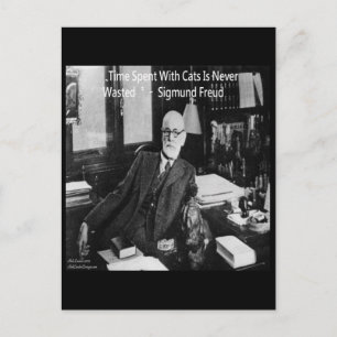 Sigmund Freud in seinem Büro & Lustige Katzen-Zita Postkarte