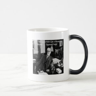 Sigmund Freud in seinem Büro & Lustige Katzen-Zita Verwandlungstasse