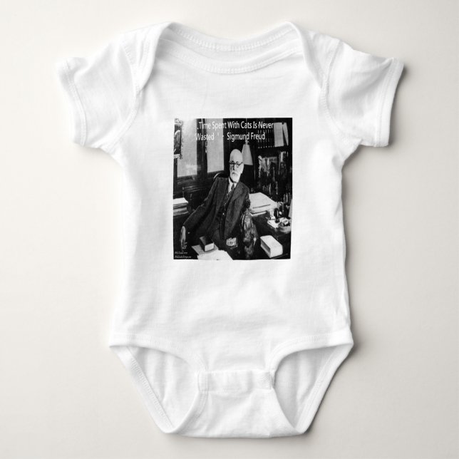 Sigmund Freud in seinem Büro und funny Cat Quote Baby Strampler (Vorderseite)