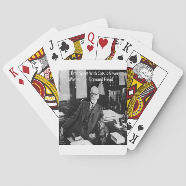 Sigmund Freud in seinem Büro und funny Cat Quote Spielkarten (Rückseite)