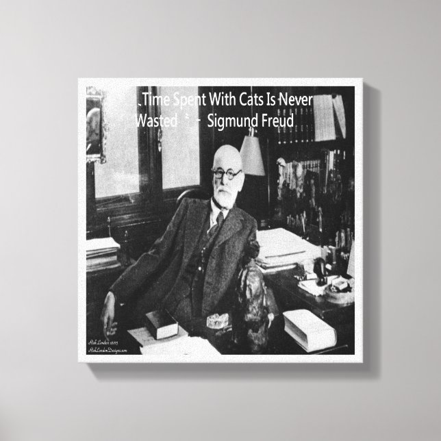 Sigmund Freud und sein berühmter Cat Quote Print Leinwanddruck (Vorderseite)
