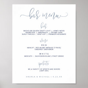 Sign - Bounce Script (Dusty Blue) - Hochzeitmenü B Poster