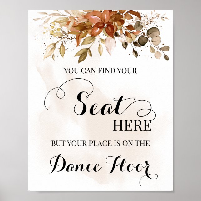 Sign für Ihre Sitzplatzreservierung Herbst-Hochzei Poster (Vorne)