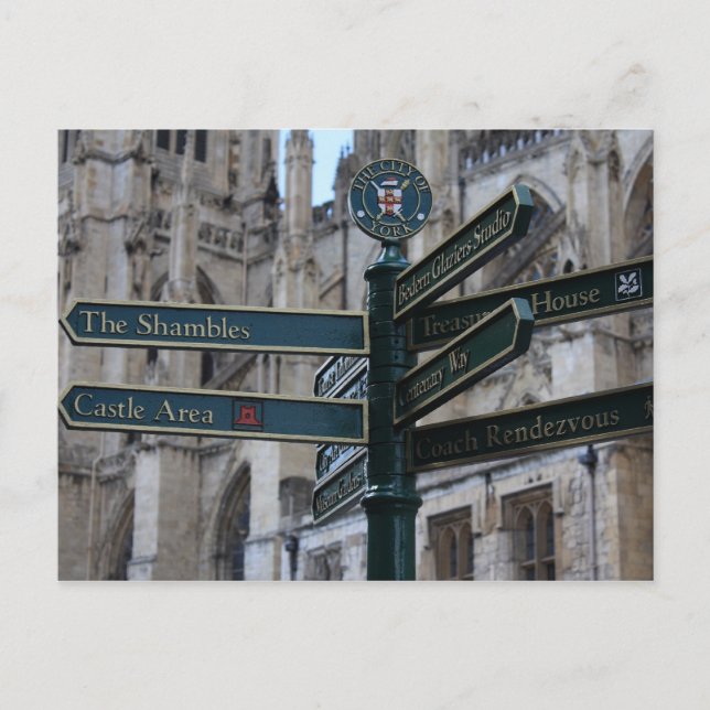 Sign in front of York Minster - York, England Postkarte (Vorderseite)