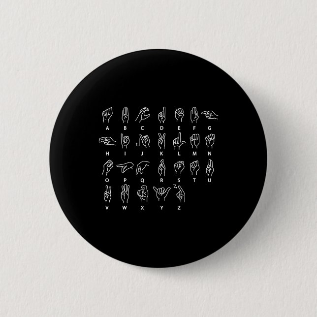 Sign Language Alphabet Deaf Mute ASL Deaf Awarenes Button (Vorderseite)