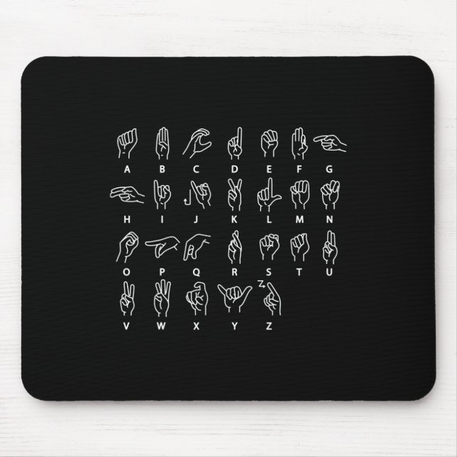 Sign Language Alphabet Deaf Mute ASL Deaf Awarenes Mousepad (Vorne)