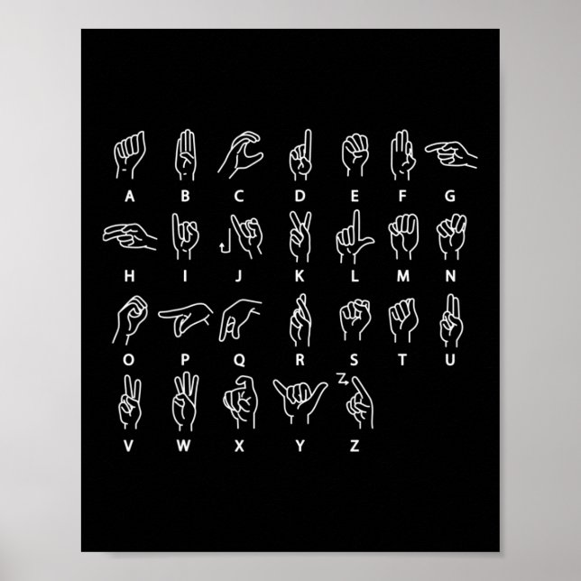 Sign Language Alphabet Deaf Mute Asl Deaf Awarenes Poster (Vorne)