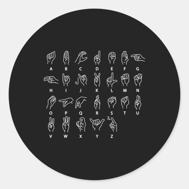 Sign Language Alphabet Deaf Mute Asl Deaf Awarenes Runder Aufkleber (Vorderseite)