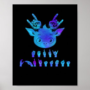 Sign Language Deaf Christmas Rentier Deaf ASL awa Poster