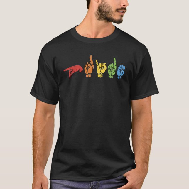 Sign Language Funny Rainbow Flag Gay LGBT Deaf ASL T-Shirt (Vorderseite)
