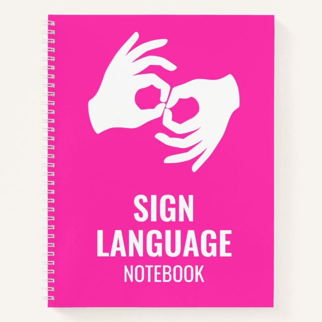 Sign Language Notebook – ASL Hands Symbol Magenta Notizbuch (Vorderseite)
