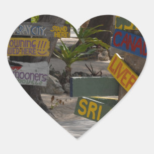 Sign Post Rum Point Grand Cayman Herz-Aufkleber