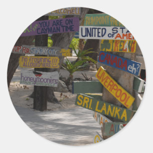 Sign Post Rum Point Grand Cayman Runder Aufkleber