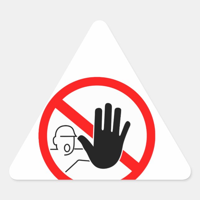 sign stop trespassing hand dreieckiger aufkleber (Vorderseite)