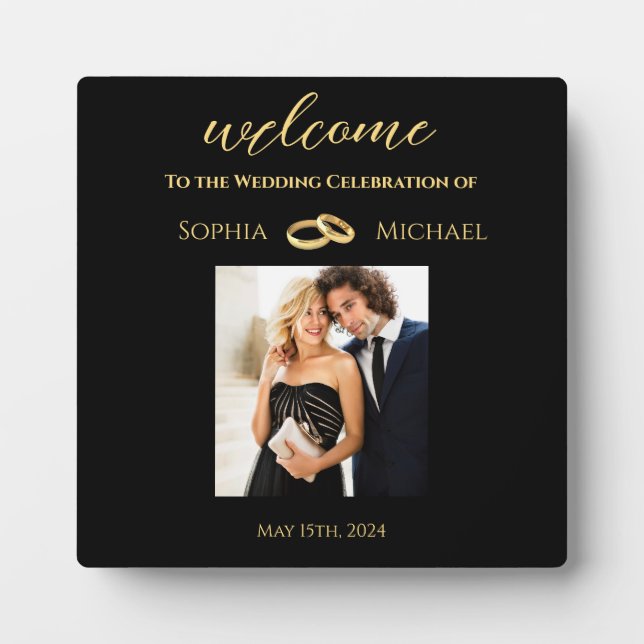 Sign-up für Schwarz und Gold-Foto Fotoplatte (Vorderseite)